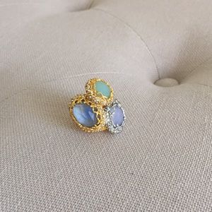 Authentic Alexis Bittar three color stones ring